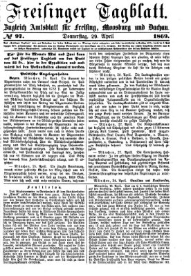 Freisinger Tagblatt (Freisinger Wochenblatt) Donnerstag 29. April 1869
