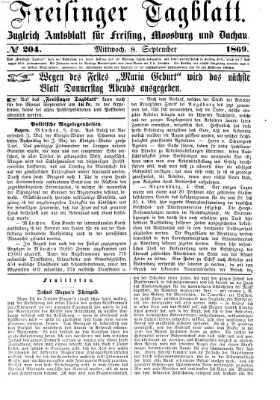 Freisinger Tagblatt (Freisinger Wochenblatt) Mittwoch 8. September 1869