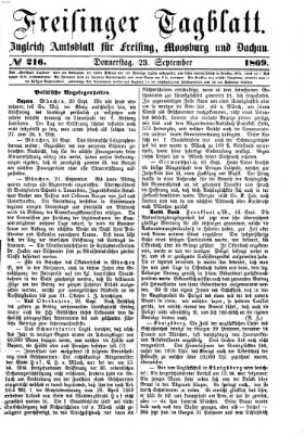 Freisinger Tagblatt (Freisinger Wochenblatt) Donnerstag 23. September 1869