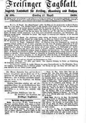 Freisinger Tagblatt (Freisinger Wochenblatt) Samstag 27. August 1870