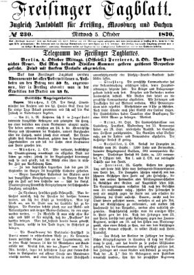 Freisinger Tagblatt (Freisinger Wochenblatt) Mittwoch 5. Oktober 1870