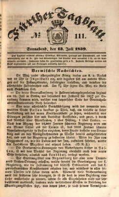 Fürther Tagblatt Samstag 13. Juli 1839