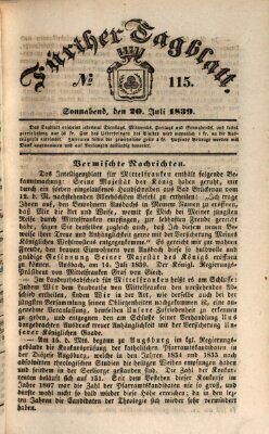 Fürther Tagblatt Samstag 20. Juli 1839