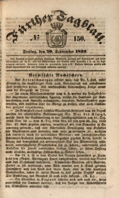 Fürther Tagblatt Freitag 20. September 1839