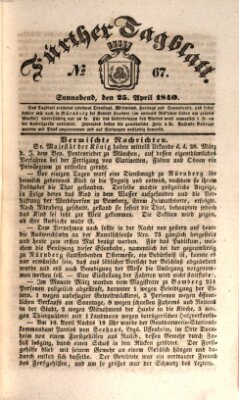 Fürther Tagblatt Samstag 25. April 1840