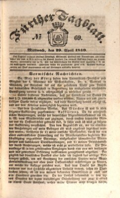 Fürther Tagblatt Mittwoch 29. April 1840