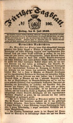 Fürther Tagblatt Freitag 3. Juli 1840