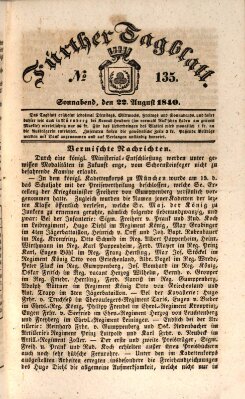 Fürther Tagblatt Samstag 22. August 1840