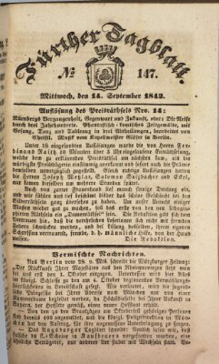 Fürther Tagblatt Mittwoch 14. September 1842