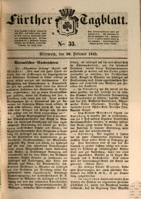 Fürther Tagblatt Mittwoch 26. Februar 1845