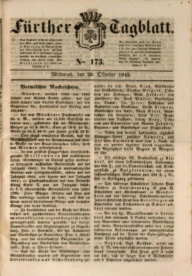 Fürther Tagblatt Mittwoch 29. Oktober 1845