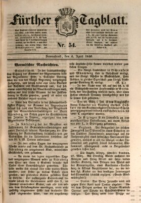 Fürther Tagblatt Samstag 4. April 1846
