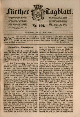 Fürther Tagblatt Samstag 27. Juni 1846