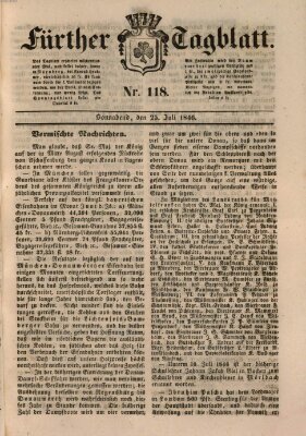 Fürther Tagblatt Samstag 25. Juli 1846