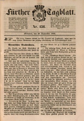 Fürther Tagblatt Mittwoch 30. September 1846