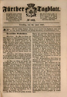 Fürther Tagblatt Dienstag 29. Juni 1847