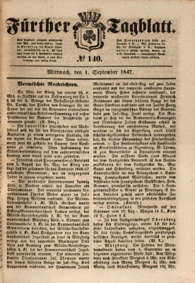 Fürther Tagblatt Mittwoch 1. September 1847