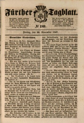 Fürther Tagblatt Freitag 26. November 1847