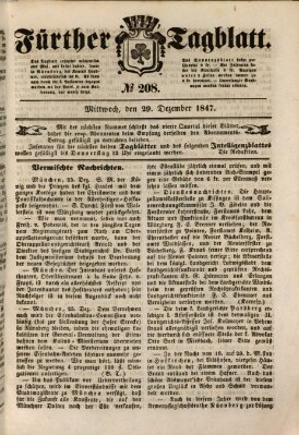 Fürther Tagblatt Mittwoch 29. Dezember 1847