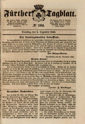 Fürther Tagblatt Dienstag 5. Dezember 1848