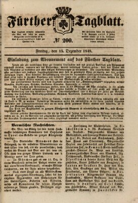Fürther Tagblatt Freitag 15. Dezember 1848
