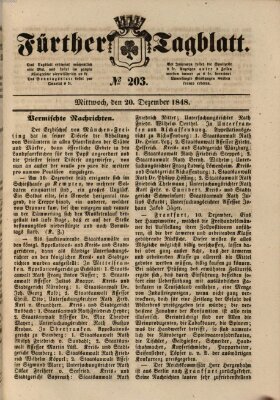 Fürther Tagblatt Mittwoch 20. Dezember 1848