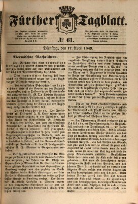 Fürther Tagblatt Dienstag 17. April 1849