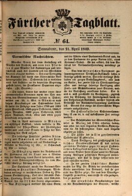 Fürther Tagblatt Samstag 21. April 1849