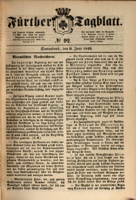 Fürther Tagblatt Samstag 9. Juni 1849