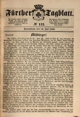 Fürther Tagblatt Samstag 14. Juli 1849