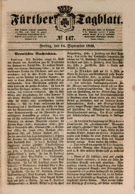 Fürther Tagblatt Freitag 14. September 1849