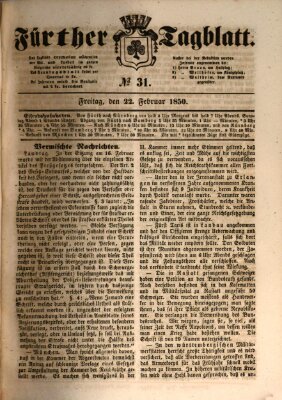 Fürther Tagblatt Freitag 22. Februar 1850