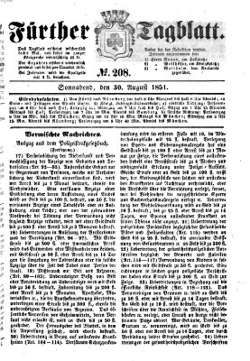 Fürther Tagblatt Samstag 30. August 1851