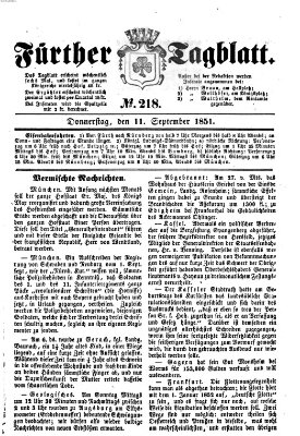 Fürther Tagblatt Donnerstag 11. September 1851