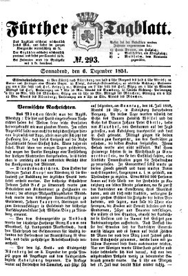 Fürther Tagblatt Samstag 6. Dezember 1851