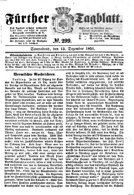 Fürther Tagblatt Samstag 13. Dezember 1851