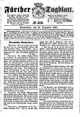 Fürther Tagblatt Samstag 27. Dezember 1851