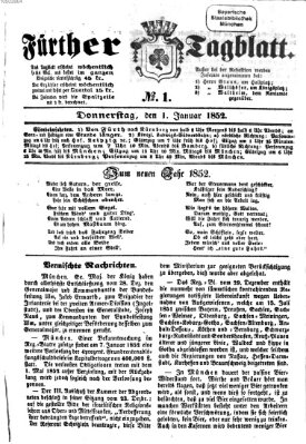 Fürther Tagblatt Donnerstag 1. Januar 1852