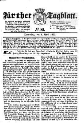 Fürther Tagblatt Donnerstag 8. April 1852
