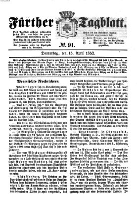 Fürther Tagblatt Donnerstag 15. April 1852