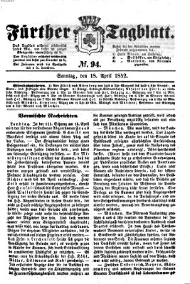 Fürther Tagblatt Sonntag 18. April 1852