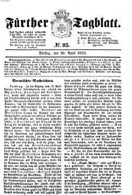 Fürther Tagblatt Dienstag 20. April 1852