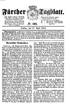 Fürther Tagblatt Dienstag 27. April 1852