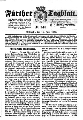 Fürther Tagblatt Mittwoch 16. Juni 1852