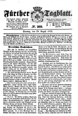 Fürther Tagblatt Sonntag 29. August 1852