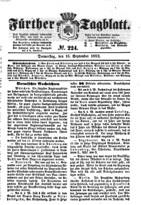 Fürther Tagblatt Donnerstag 16. September 1852
