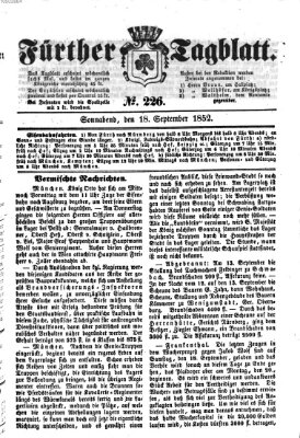 Fürther Tagblatt Samstag 18. September 1852