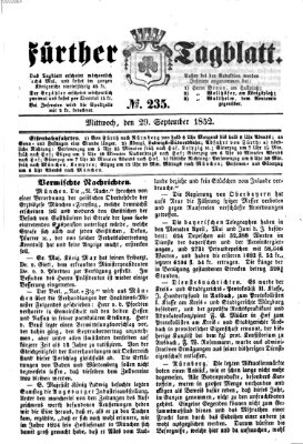 Fürther Tagblatt Mittwoch 29. September 1852