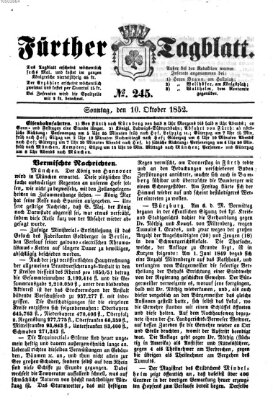 Fürther Tagblatt Sonntag 10. Oktober 1852