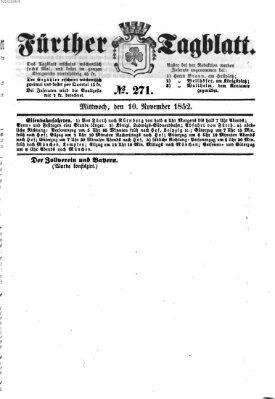 Fürther Tagblatt Mittwoch 10. November 1852